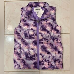 Lands' End Little Girls Insulated Purple Glitter Puffer Vest